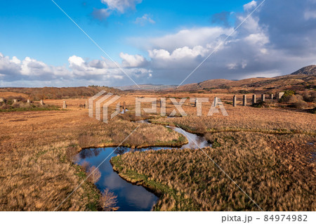 Aerial view of the Owencarrow Railway Viaduct by Creeslough in County Donegal - Ireland 84974982