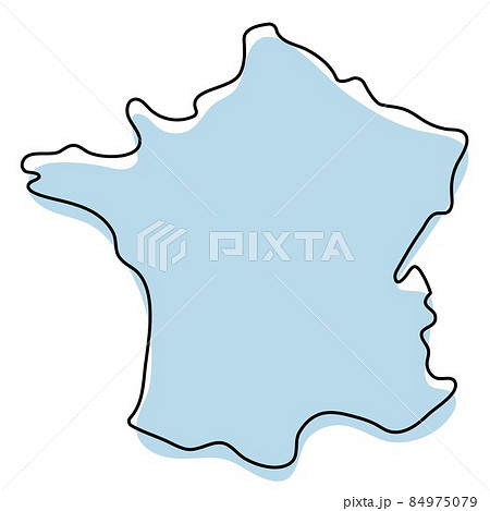 Stylized simple outline map of France icon. Blue sketch map of France illustration 84975079