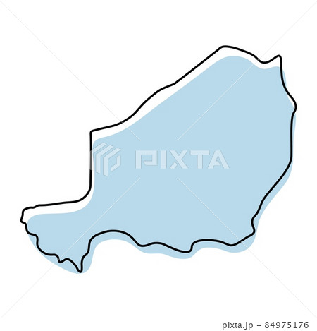 Stylized simple outline map of Niger icon. Blue sketch map of Niger illustration 84975176