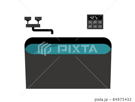お風呂とガス給湯器のイラストのイラスト素材