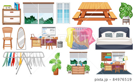 Set of interior furniture and decorations 84976519