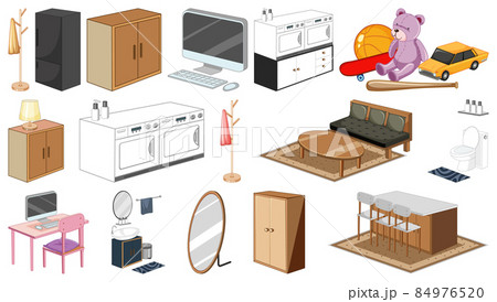 Set of interior furniture and decorations 84976520