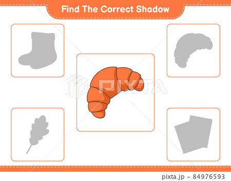 Find the correct shadow. Find and match the correct shadow of Croissant. Educational children game, printable worksheet, vector illustration 84976593