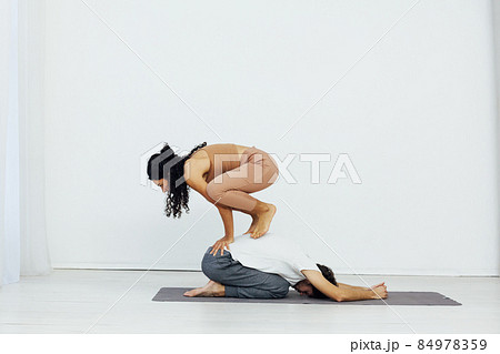 man and woman paired fitness yoga asana gymnastics man and woman paired fitness yoga asana gymnastics 84978359