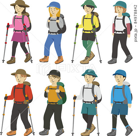 登山男女まとめイラストセットのイラスト素材 登山男女まとめイラストセットのイラスト素材