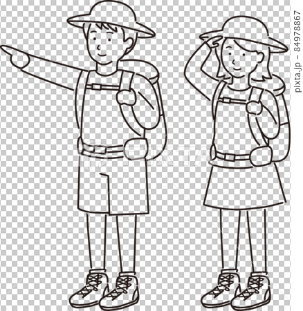 男手指女遠眺遠足/爬山男/女雙套（畫線）1個 84978867