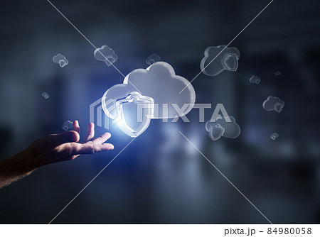 Computer and internet security concept presented by icon cloud. Mixed media 84980058