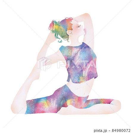 ヨガ_女性_ポーズ ヨガ_女性_ポーズ 84980072
