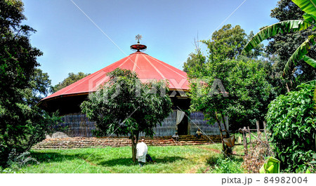 View to church in Ura Kidane Mehret convent at Zege peninsula around Lake Tana , Bahir Dar, Ethiopia View to church in Ura Kidane Mehret convent at Zege peninsula around Lake Tana , Bahir Dar, Ethiopia 84982004