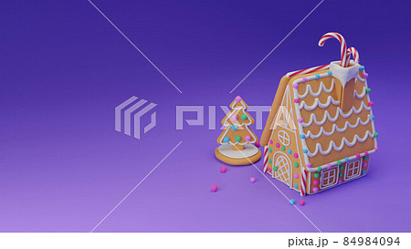 Gingerbread house and christmas tree 84984094