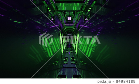 4K UHD futuristic tunnel with neon lights 4K UHD futuristic tunnel with neon lights 84984189