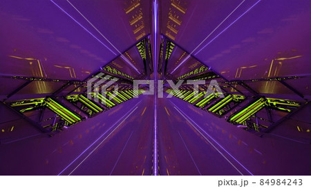 3d illustration of 4K UHD violet symmetric tunnel 84984243