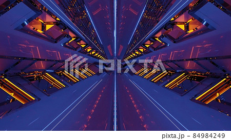 Breathtaking 3d illustration of 4K UHD linear corridor 84984249