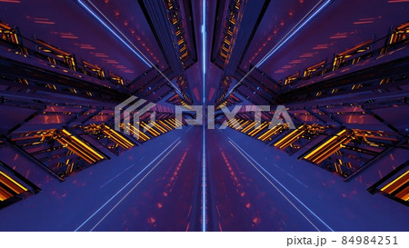 Vivid 3d illustration of 4K UHD futuristic tunnel 84984251