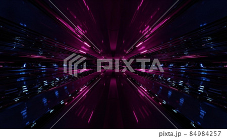 4K UHD 3d illustration of dark tunnel with reflecting walls 84984257