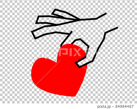 ハートを摘まむ手　角張った手のイラスト素材 84984487