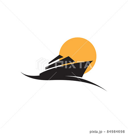 silhouette cruise ship with sunset logo design vector graphic symbol icon sign illustration creative idea 84984698