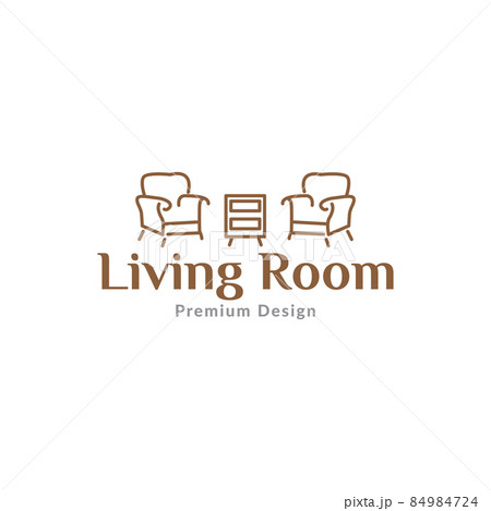 living room minimalist with sofa and table logo design vector graphic symbol icon sign illustration creative idea 84984724