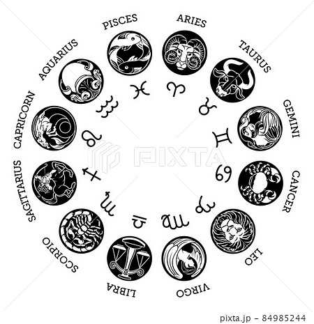 Astrology zodiac horoscope star signs icon set 84985244