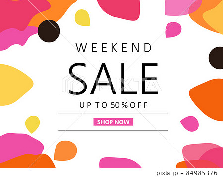 ウイークエンドセール 週末セール50 Off ポップな背景と文字のイラスト素材