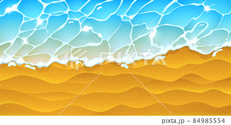 Summer sandy beach and sea waves top view 84985554