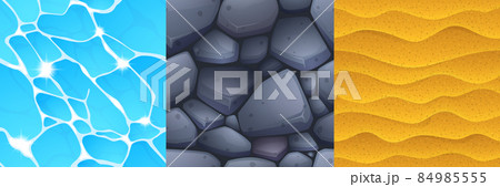 Game textures of water, stones and sand patterns 84985555