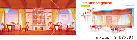 Parallax background with cafe with fireplace 84985594