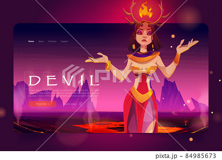 Devil banner with beautiful woman with horns 84985673