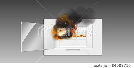 Fuse box in fire, short circuit and overload. 84985710