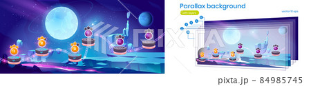 Parallax background with space game level map Parallax background with space game level map 84985745