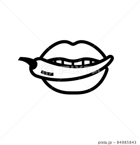 Sexy lips with hot chili pepper in open mouth 84985843