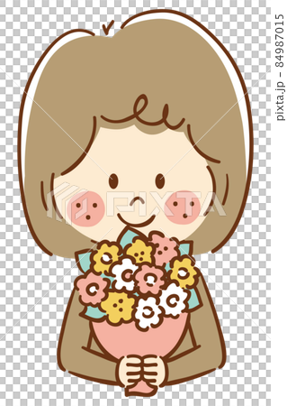 雙手捧花的女性 84987015