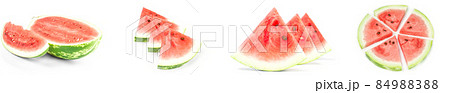 Collage of Fresh watermelon isolated on a white cutout Collage of Fresh watermelon isolated on a white cutout 84988388
