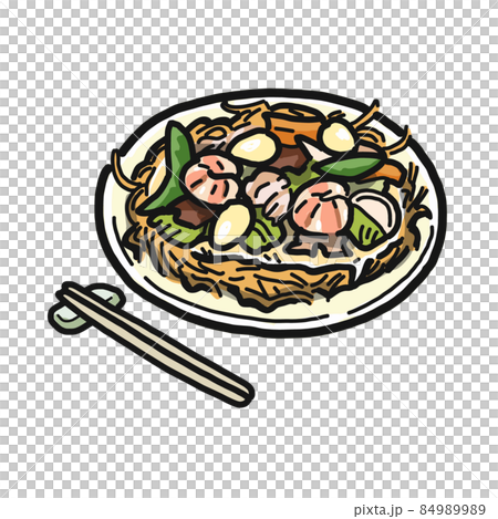 Illustration of Nagasaki Sara Udon served on a plate 84989989