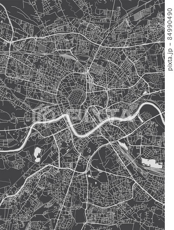 City map Krakow, monochrome detailed plan, vector illustration 84990490