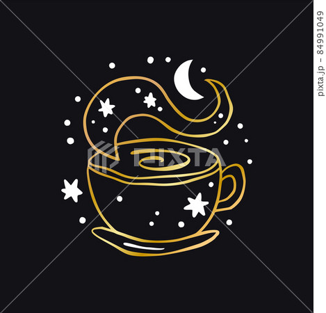 Vector boho coffee tea celestial icon - star and moon logo 84991049