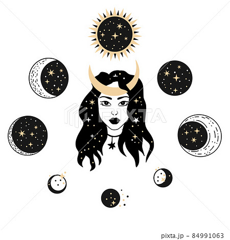 Woman moon celestial astrology boho esoteric magic print Woman moon celestial astrology boho esoteric magic print 84991063