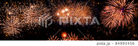 Abstract colored firework on dark sky. Celebration and anniversary concept 84993456