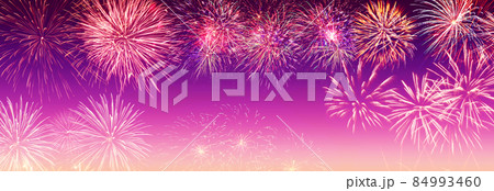 Abstract colored firework on dark sky. Celebration and anniversary concept Abstract colored firework on dark sky. Celebration and anniversary concept 84993460