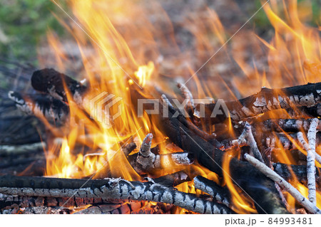 Close up of hot burning fire wood coal Close up of hot burning fire wood coal 84993481