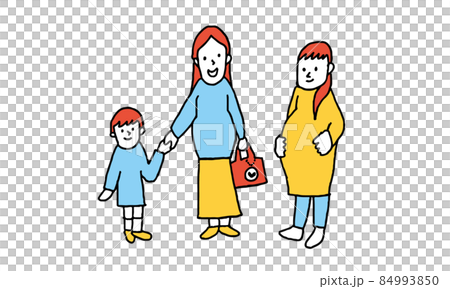 笑顔で先輩ママに相談する妊婦さんのイラストレーション 84993850