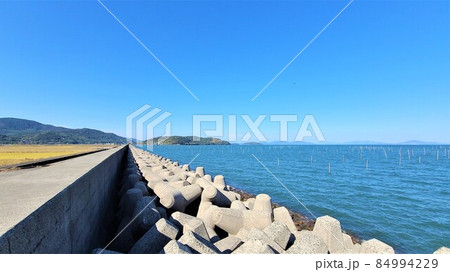 美しくて豊かな蕨島海岸の海　ノリ養殖　マテ貝産地　出水市　鹿児島県 84994229