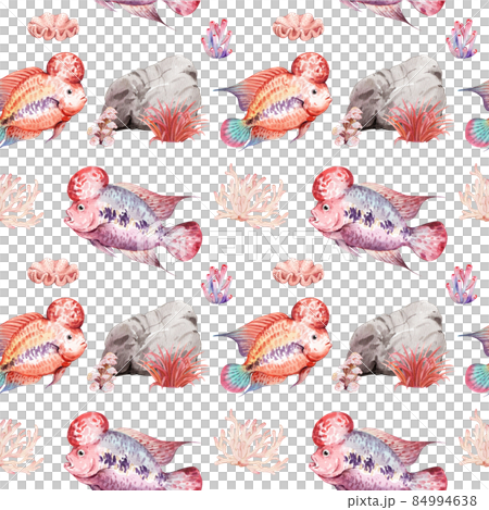 flower horn ciclid fish watercolor pattern seamless png flower horn ciclid fish watercolor pattern seamless png 84994638
