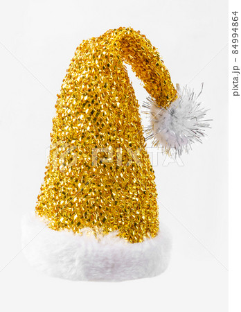Yellow christmas hat on white background. 84994864