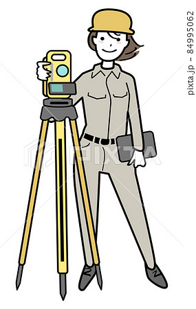 測量する女性 正面のイラスト素材