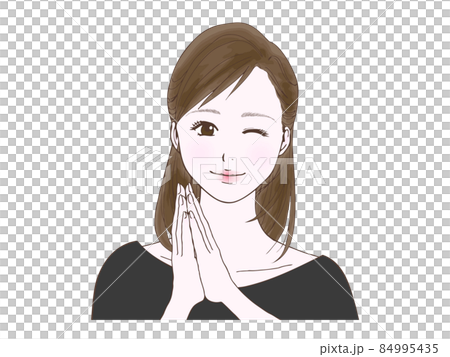 Semi-long female making a request ① (wink) Semi-long female making a request ① (wink) 84995435