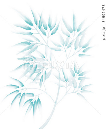 淡くて渋い水色の水墨画っぽい水彩の竹笹イラスト 切抜パス付 背景白 他色有 納戸色 なんどいろ 淡くて渋い水色の水墨画っぽい水彩の竹笹イラスト 切抜パス付 背景白 他色有 納戸色 なんどいろ 84995478