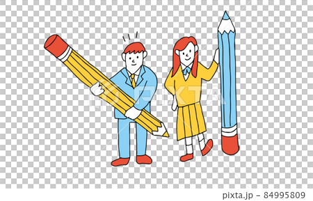 努力學習的學生的概念圖。拿著鉛筆的高中生 努力學習的學生的概念圖。拿著鉛筆的高中生 84995809