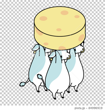 チーズを運んでいる牛たちのアイソメイラスト チーズを運んでいる牛たちのアイソメイラスト 84996919