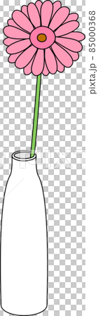 一輪挿しのガーベラ_線画色付き 85000368
